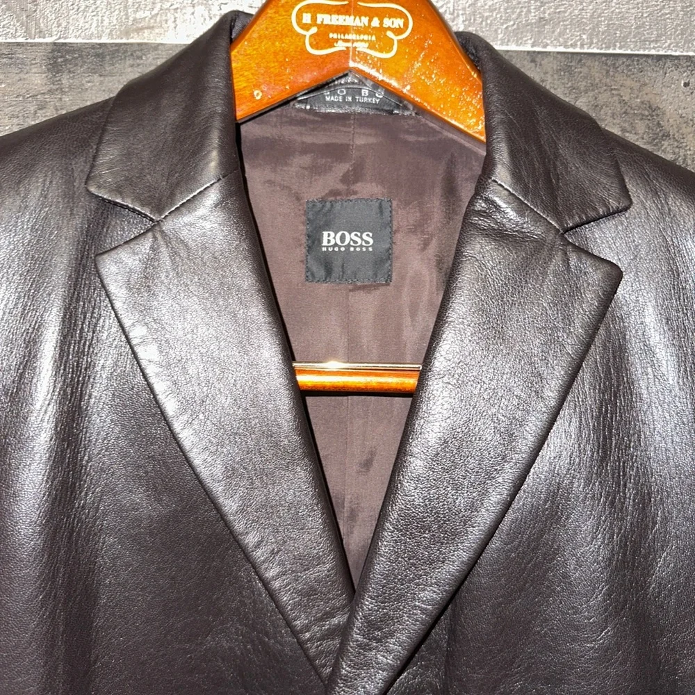 HUGO BOSS LEATHER MEN’S JACKET size 48 - Picture 7 of 11